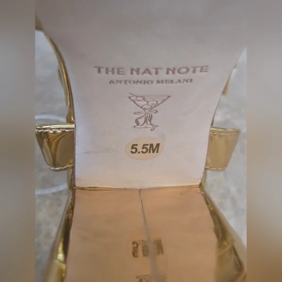 Antonio Melani x Nat Note Pia Mirror Metallic Platform Pumps. Gold  (Size 5.5) - Picture 10 of 14